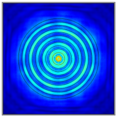 Simulated Bessel plasmon polariton nanofocusing field pattern