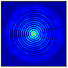 Circularly polarized Bessel-type plasmon polariton simulation pattern