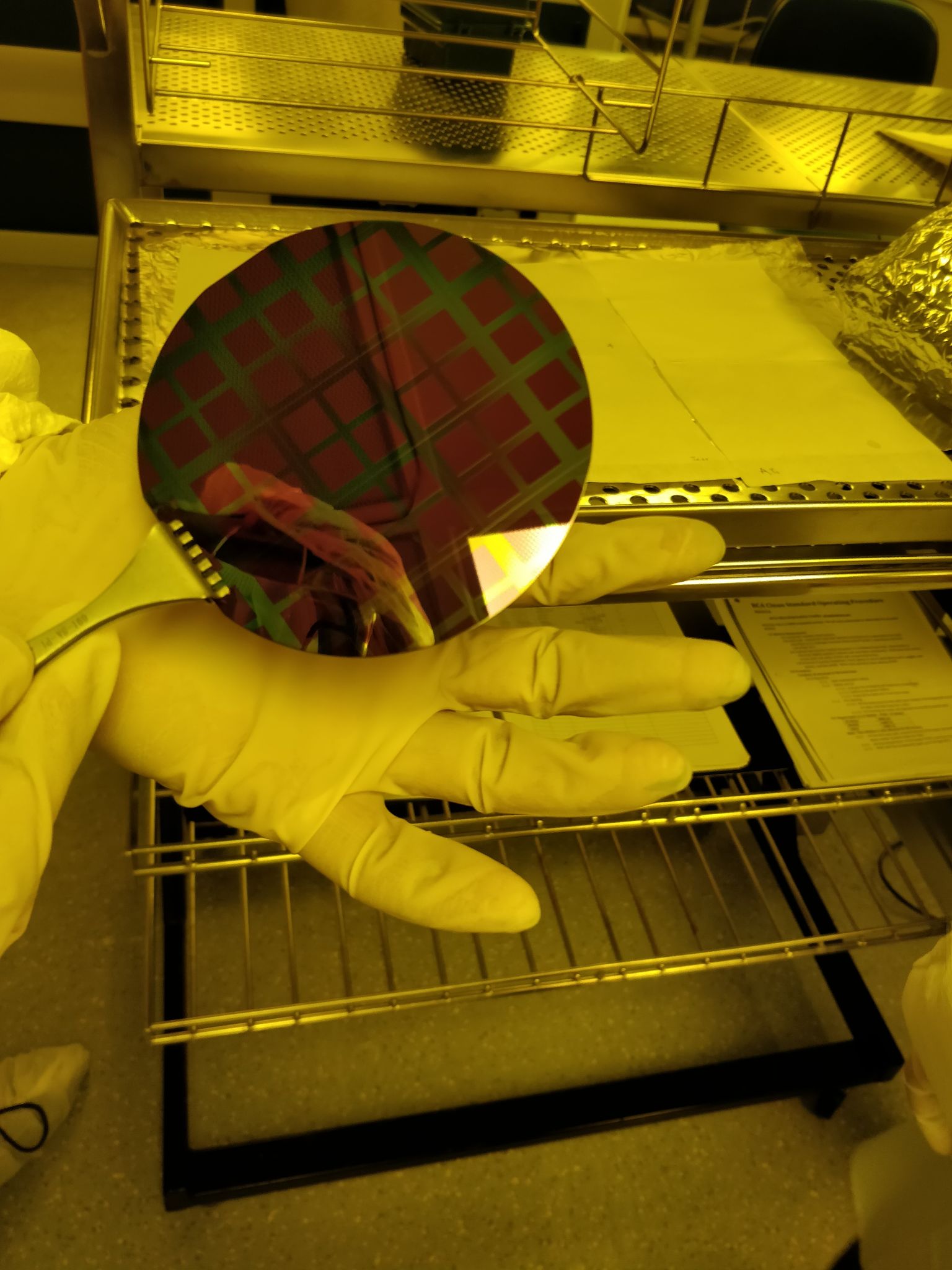 Fabricated solar cell mounted in a sample case
