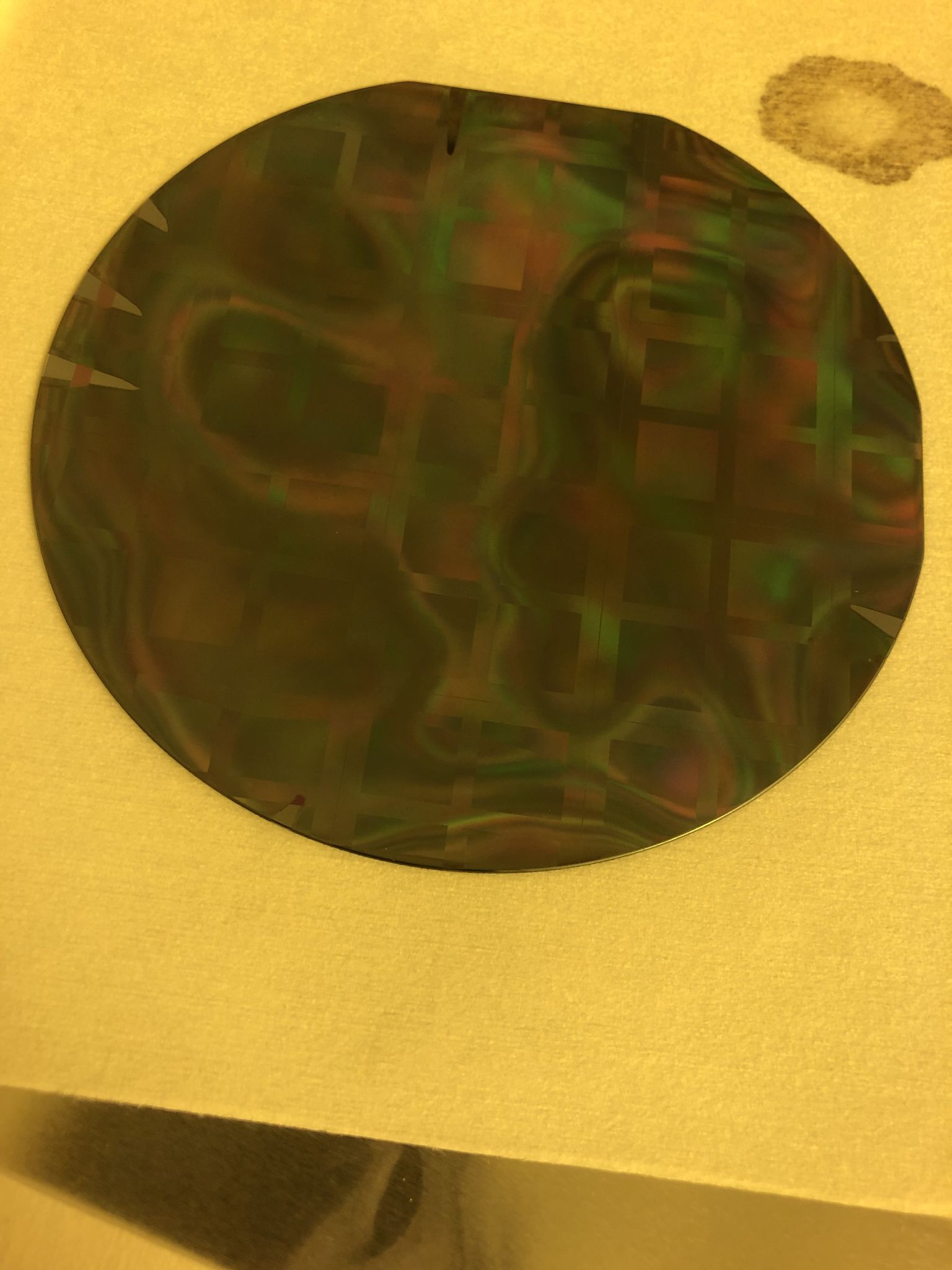 Solar cell wafer in cleanroom processing container