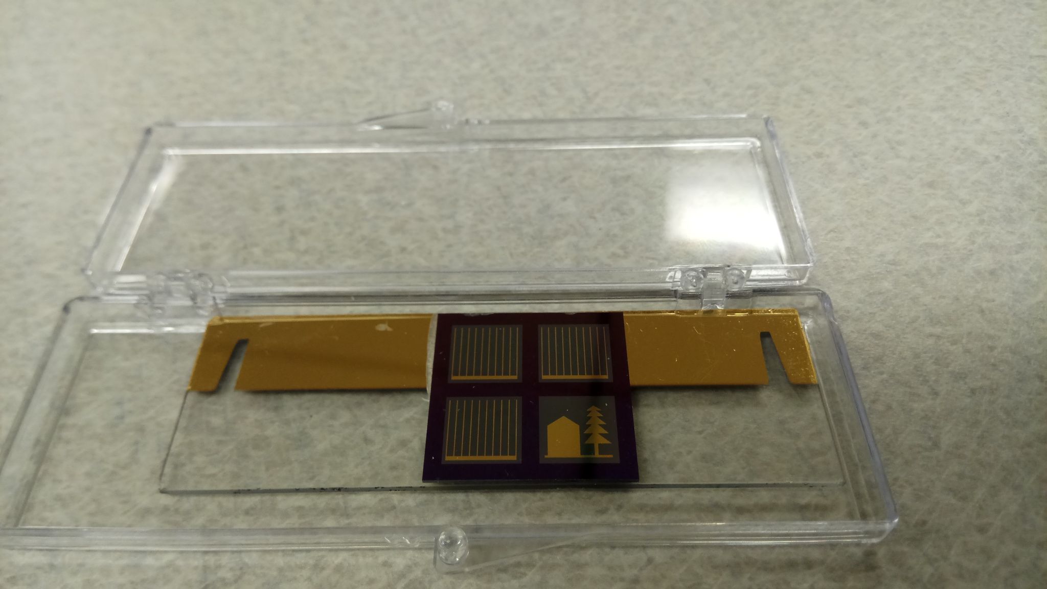 Patterned silicon wafer held in cleanroom